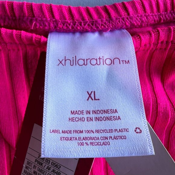 Xhilaration Junior' Ribbed Cheeky Bikini Bottom Pink XL - Picture 6 of 8